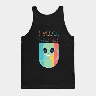 Funny Alien UFO :Hello! World Tank Top